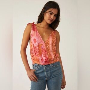 Free People Pink and Orange Tank Top